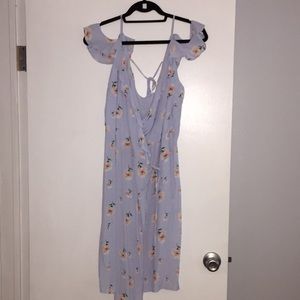 Lulus Blue Floral Wrap Dress Size M